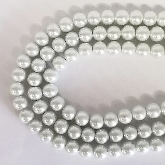 12 mm balta. Stikla pērļu virtene ar pārklājumu 