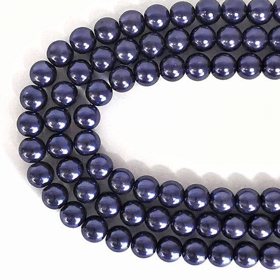 12 mm tumši zila. Stikla pērļu virtene ar pārklājumu 