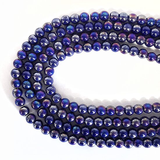 8 mm sudrabaini violeta. Stikla pērļu virtene ar pārklājumu