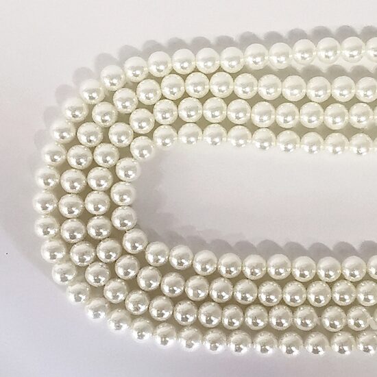 8 mm pērļu balta. Stikla pērļu virtene ar pārklājumu 