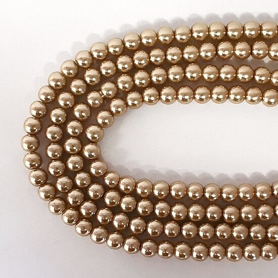 8 mm tumši bēša. Stikla pērļu virtene ar pārklājumu 