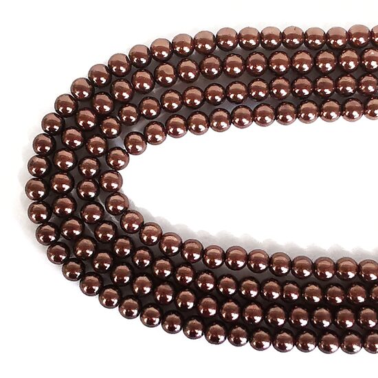 8 mm tumši brūna. Stikla pērļu virtene ar pārklājumu 