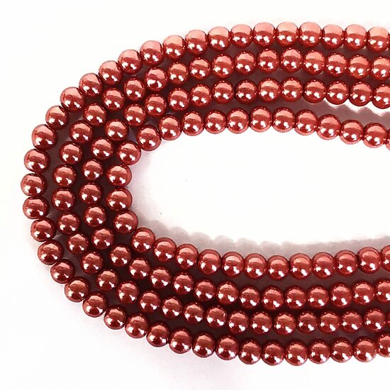 8 mm sārti brūna. Stikla pērļu virtene ar pārklājumu 