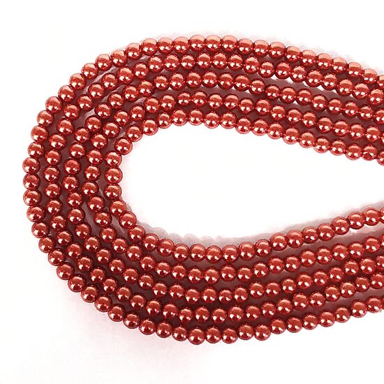 6 mm tumši oranža. Stikla pērļu virtene ar pārklājumu 