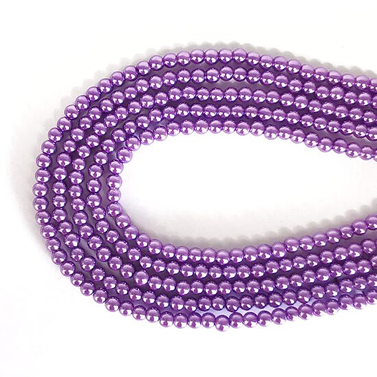 6 mm lillā ar spīdumu. Stikla pērļu virtene ar pārklājumu