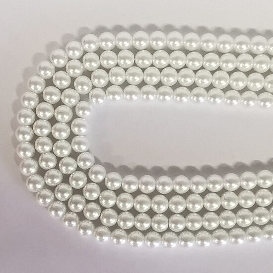 8 mm pērļu balta. Stikla pērļu virtene ar pārklājumu 