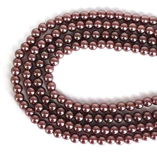 8 mm rozīgi brūna. Stikla pērļu virtene ar pārklājumu 